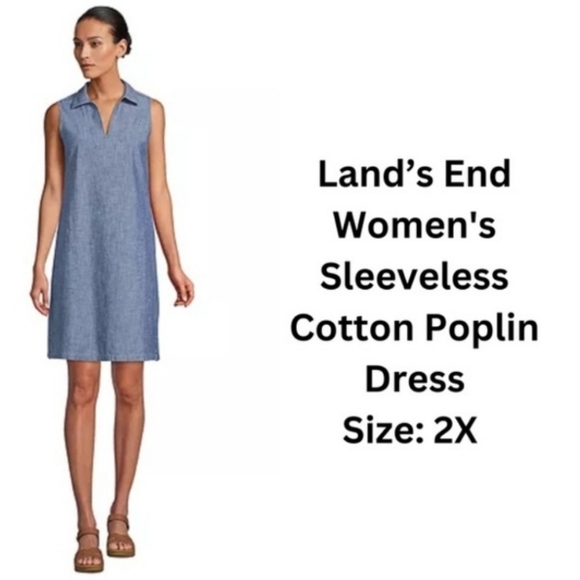 LAND'S END Women's Sleeveless Cotton Poplin Dress - Size 2X - Picture 7 of 8
